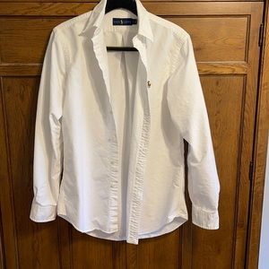 Long sleeve Polo button up Oxford white lightly used